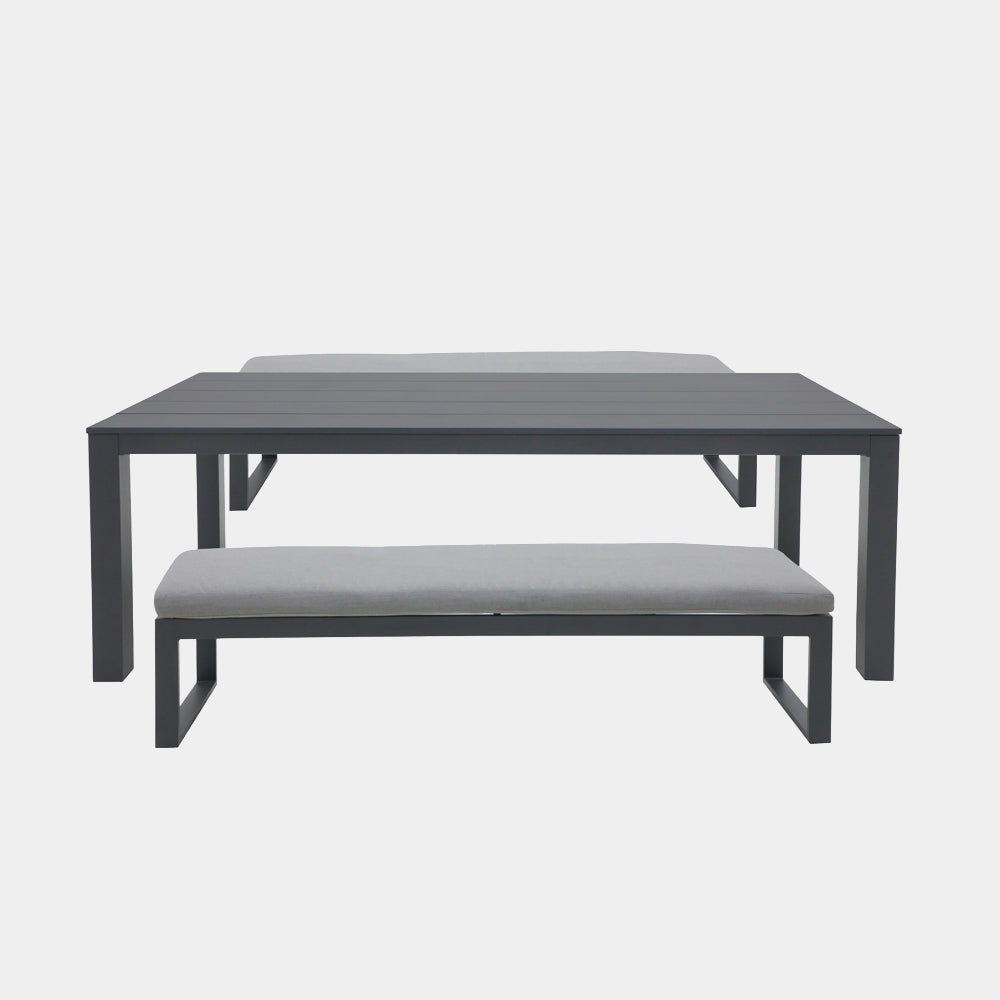 Mesa de Aluminio Vonnas 250 + 2 Bancas Vonnas 210