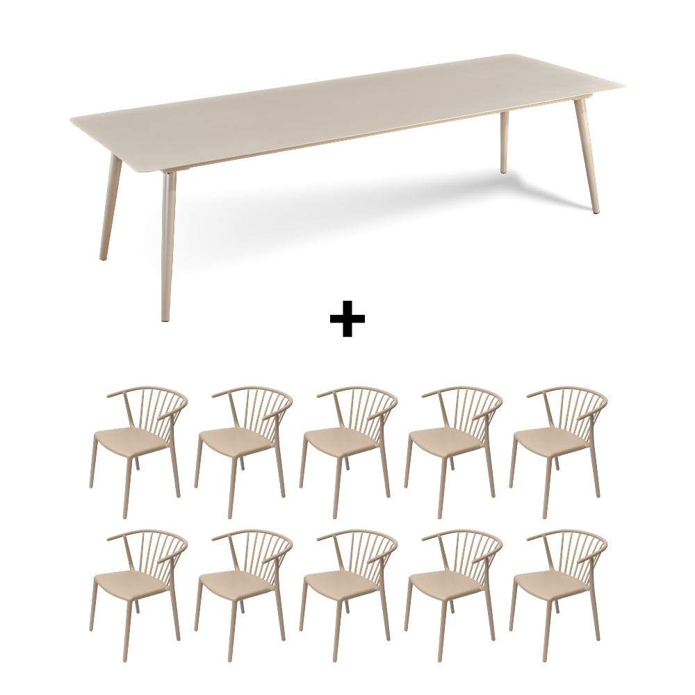 Mesa Nikko 280 + 10 Sillas Woody