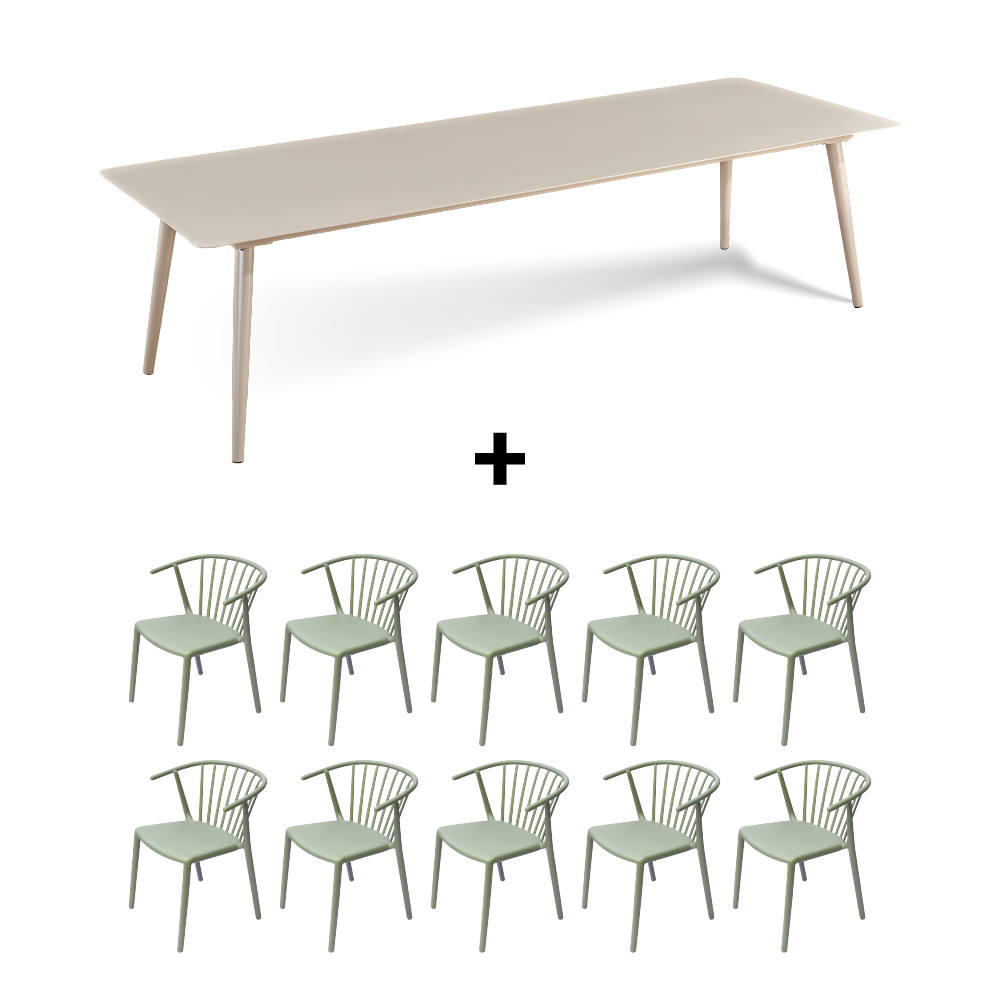 Mesa Nikko 280 + 10 Sillas Woody