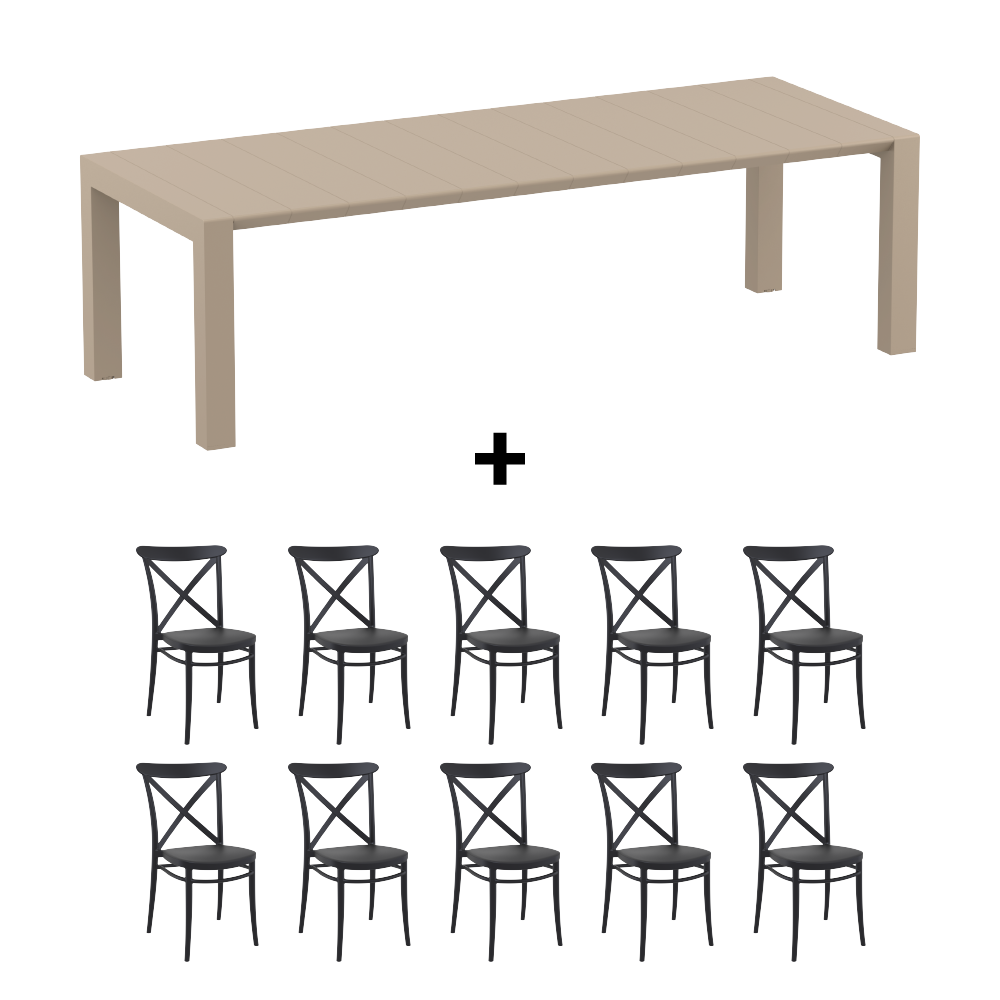 Mesa de Terraza Vegas XL + 10 Sillas Cross