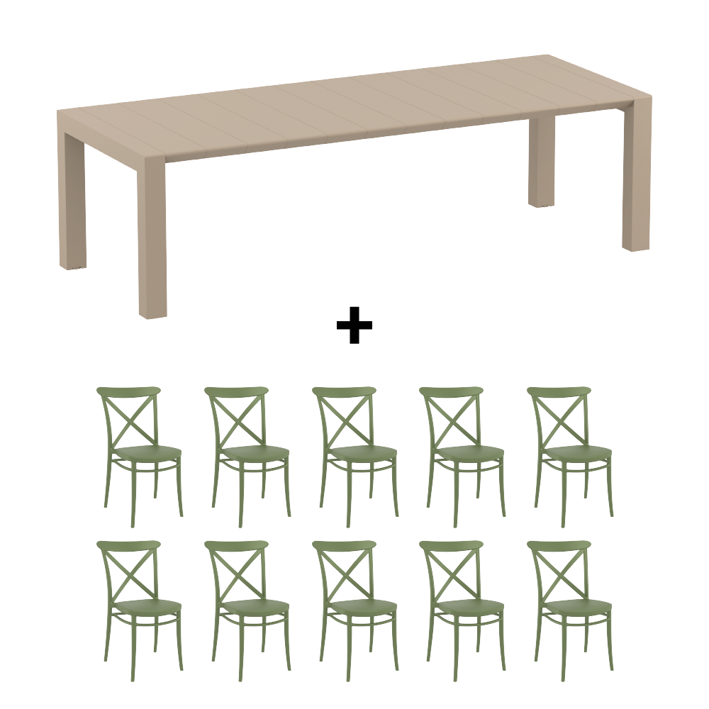Mesa de Terraza Vegas XL + 10 Sillas Cross