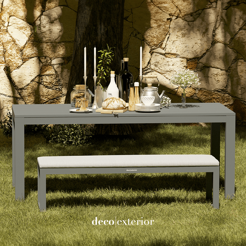 Mesa de Aluminio Vonnas 250 + 2 Bancas Vonnas 210