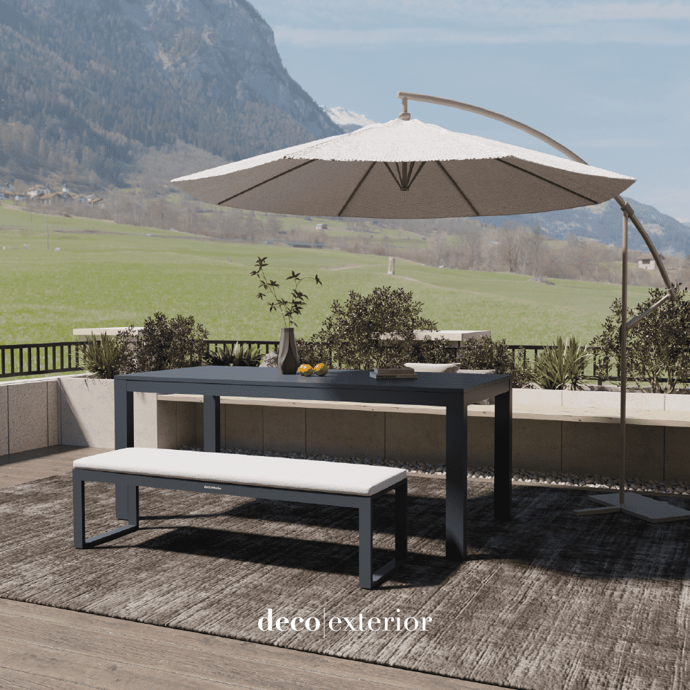 Mesa de Aluminio Vonnas 250 + 2 Bancas Vonnas 210