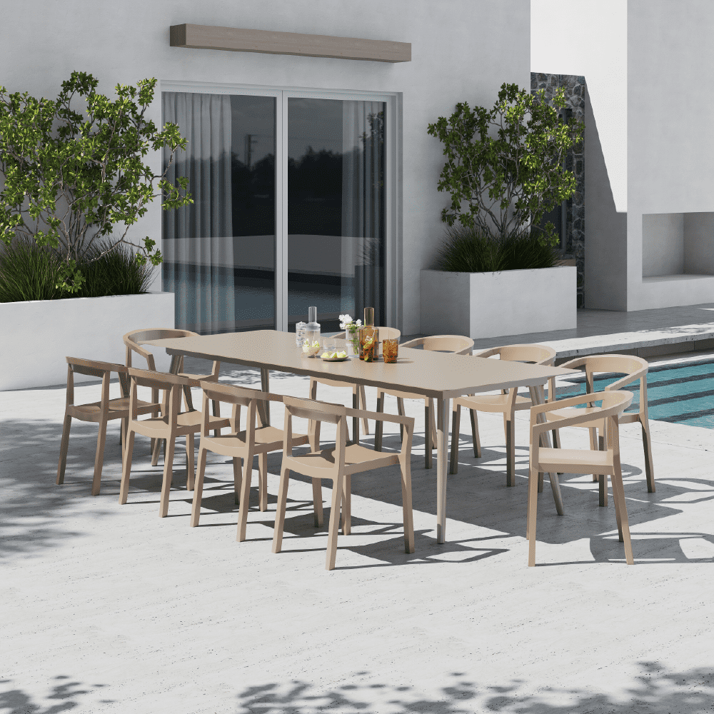 Mesa Terraza Nikko 280 + 10 Sillas Peach