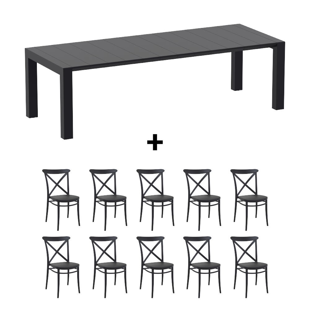 Mesa de Terraza Vegas XL + 10 Sillas Cross