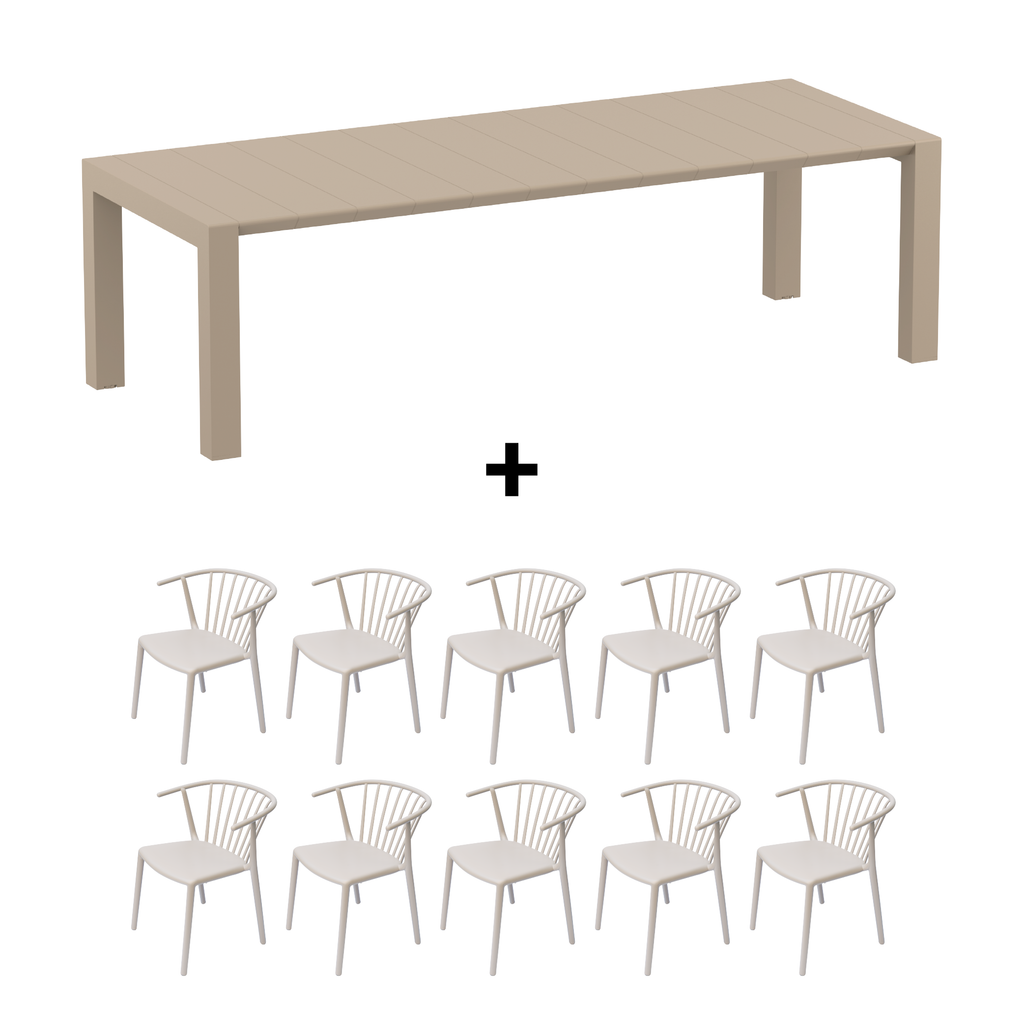 Mesa de Terraza Vegas XL + 10 Sillas Woody