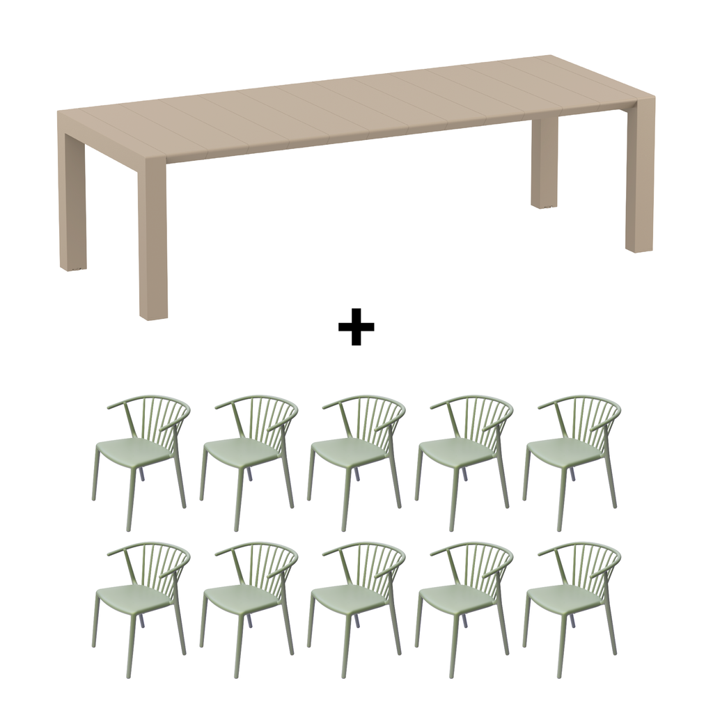 Mesa de Terraza Vegas XL + 10 Sillas Woody