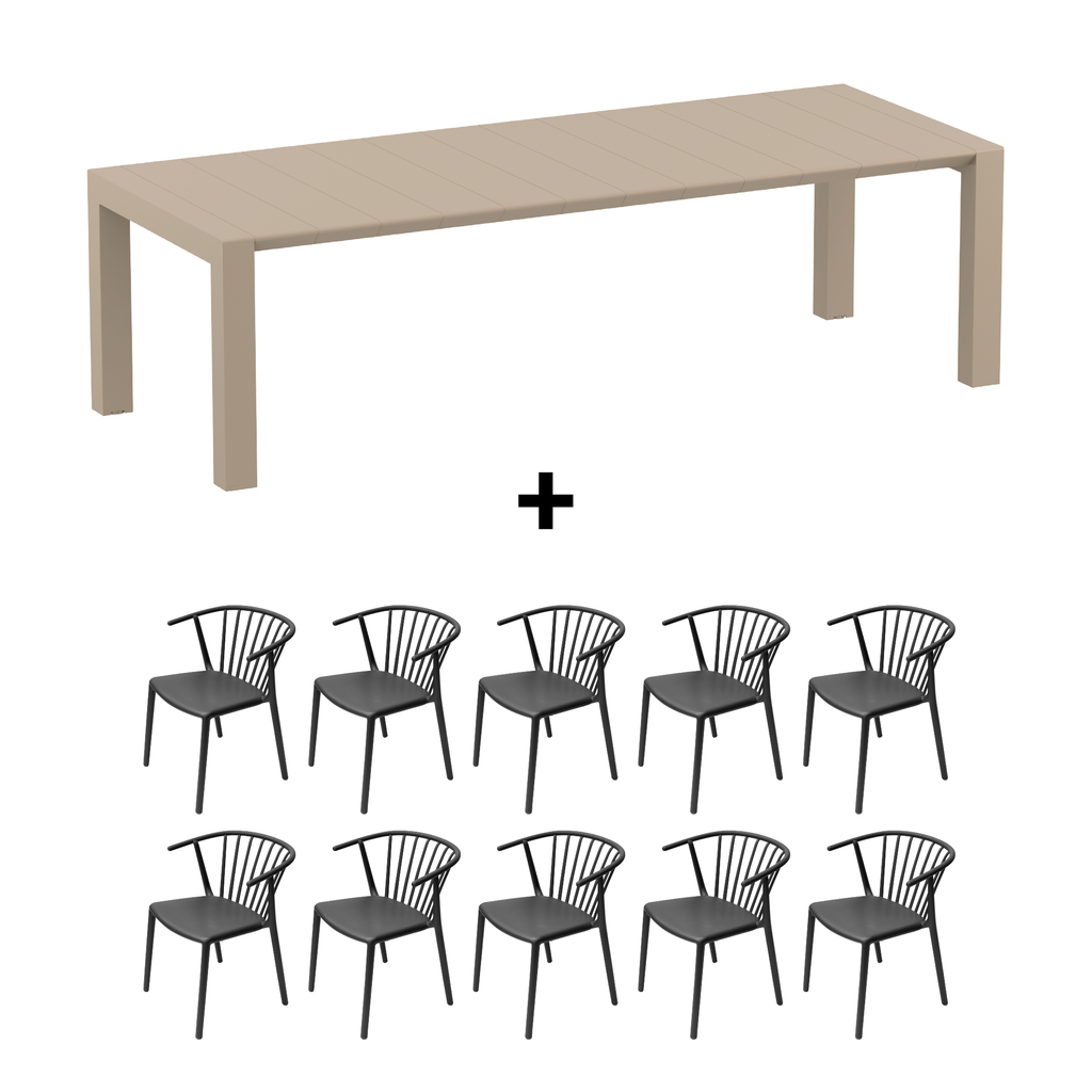 Mesa de Terraza Vegas XL + 10 Sillas Woody